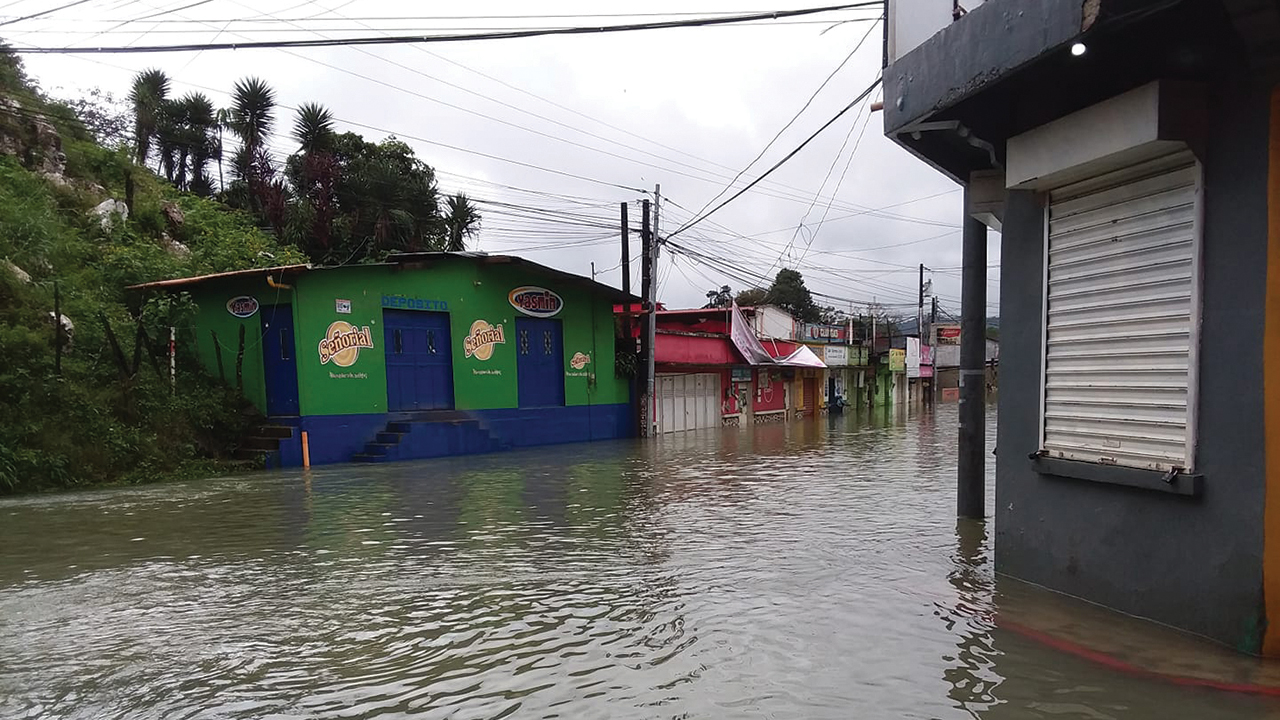 Hurricane Eta floods the streets in Carchá, Guatemala, near Mennonite Mission Network worker Deb Byler’s home. Photo: Deb Byler/MMN