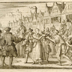 PARTING WITH AN INFANT SON — Relatives usually took care of martyrs’ surviving children, but Anneken Jans, recently widowed, made a wrenching choice. She carried her 15-month-old son, Isaiah, and a purse of money, to her place of execution and offered the child to any who would care for him. She was drowned in Rotterdam, the Netherlands, on Jan. 24, 1539. A third of the martyrs cited in Martyrs Mirror are women. Early Anabaptist women could prophesy, missionize and lead, says Troy Osborne in Radicals and Reformers (Herald Press, 2024). — Jan Luyken/Martyrs Mirror