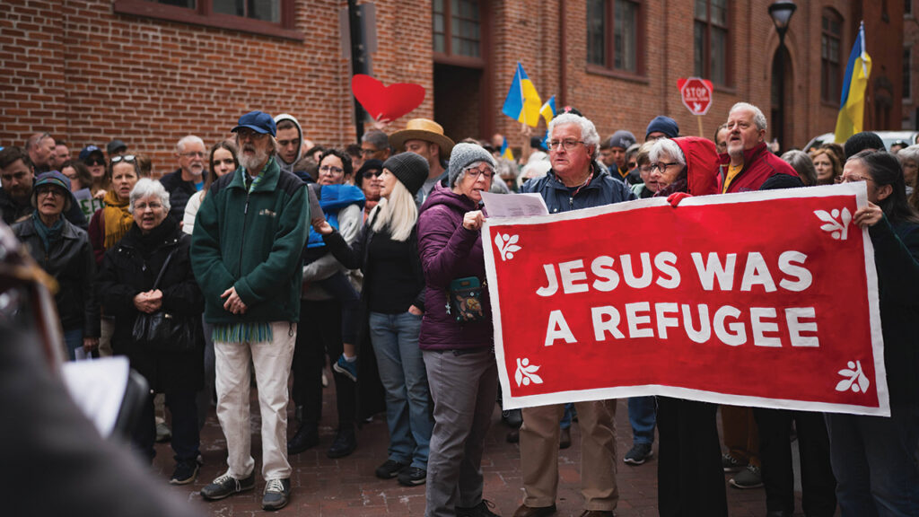 People sing hymns during a Mennonite Action “God’s Love Knows No Borders” worship service this spring in Lancaster, Pa. — Christy Kauffman
