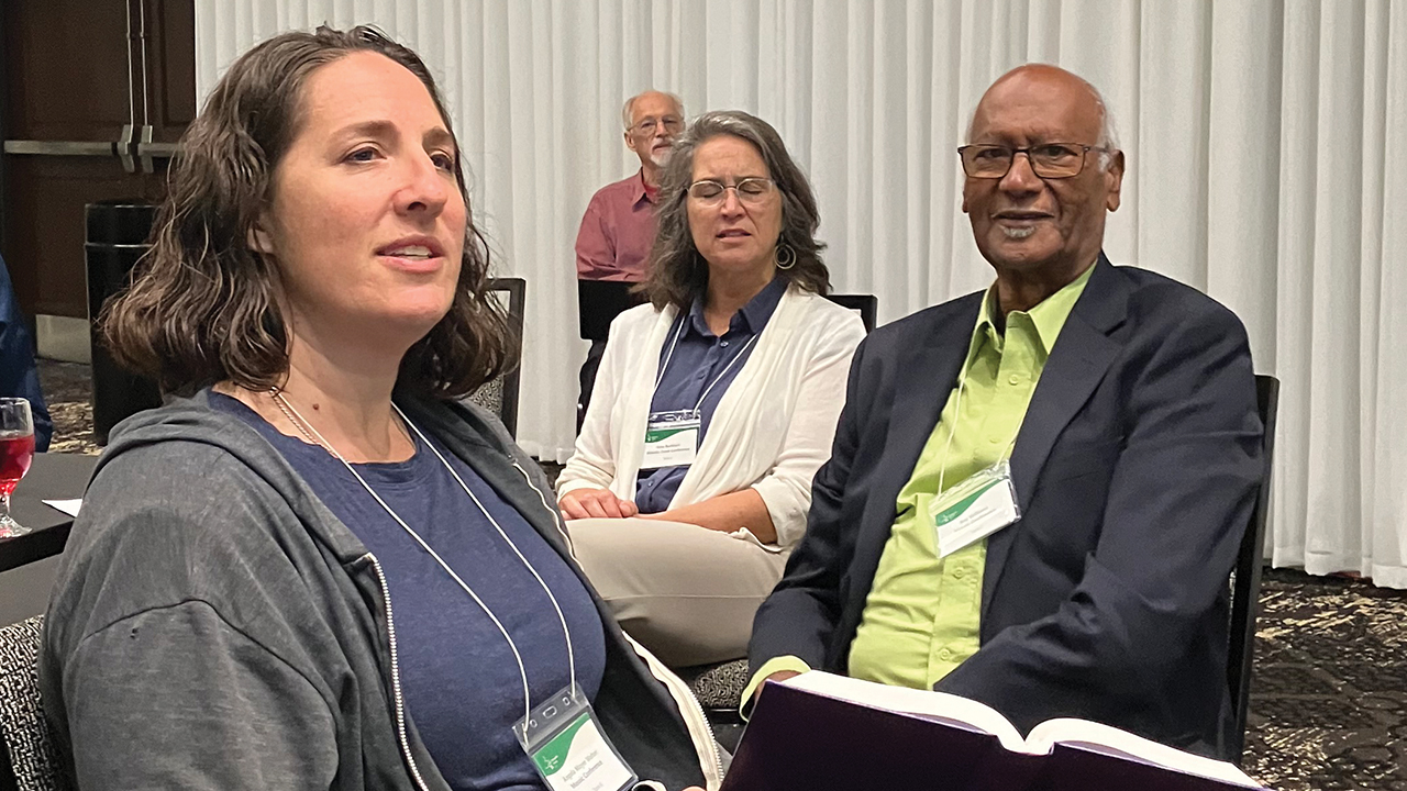 Mosaic Mennonite Conference moderator Angela Moyer Walter, left, and assistant moderator Roy Williams at the Mennonite Church USA Constituency Leaders Council meeting in Wichita, Kan., in May. — Paul Schrag/AW
