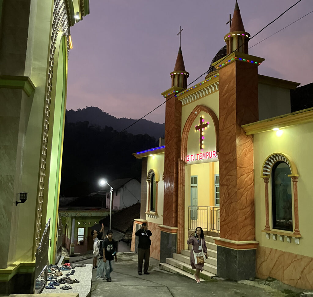 When the GITJ Tempur Church (right) was built in the early 1990s, Muslims joined in its construction. About a decade later, when the Nurul Hikmah Mosque (left) was built, Christians contributed. — Bruce Campbell-Janz