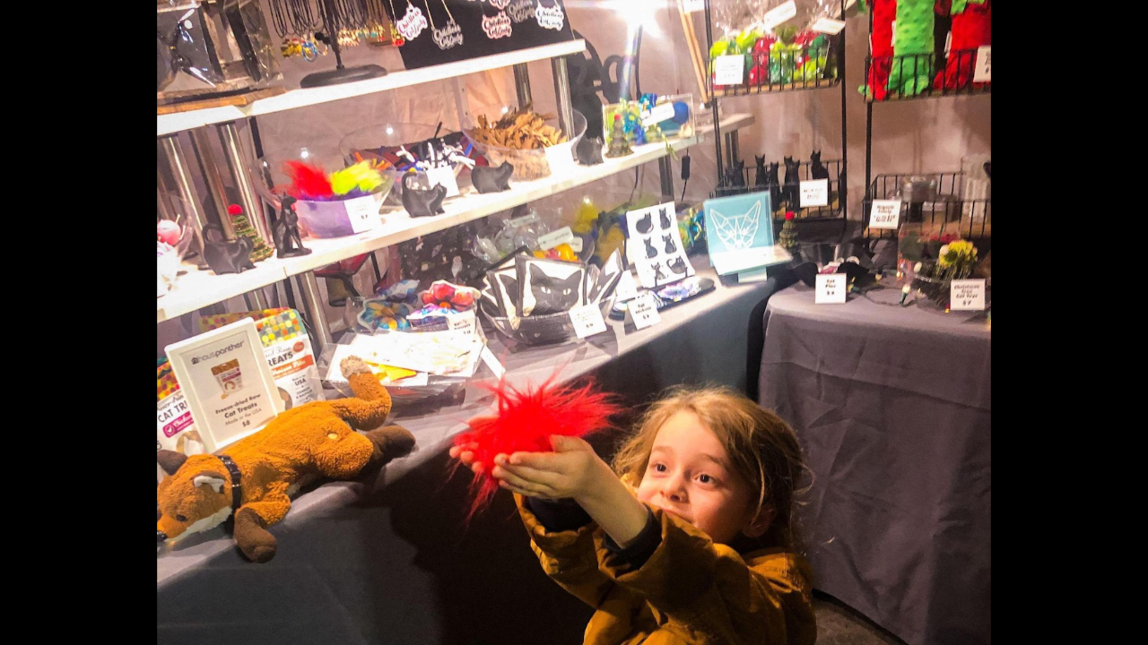 Asher Garber chooses to “shop local’ at the Haus Panther booth during a downtown Phoenix vendor market. Photo by Alisha Garber.