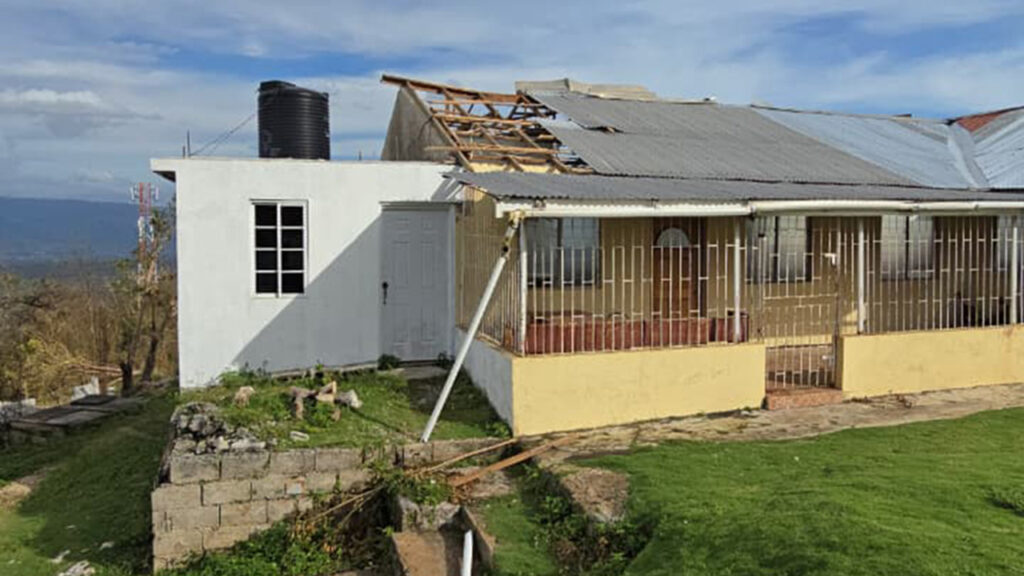 Joyland Mennonite Church lost portions of its roof Oct. 28 when Hurricane Melissa passed over Jamaica. — Rennarto Rhoden