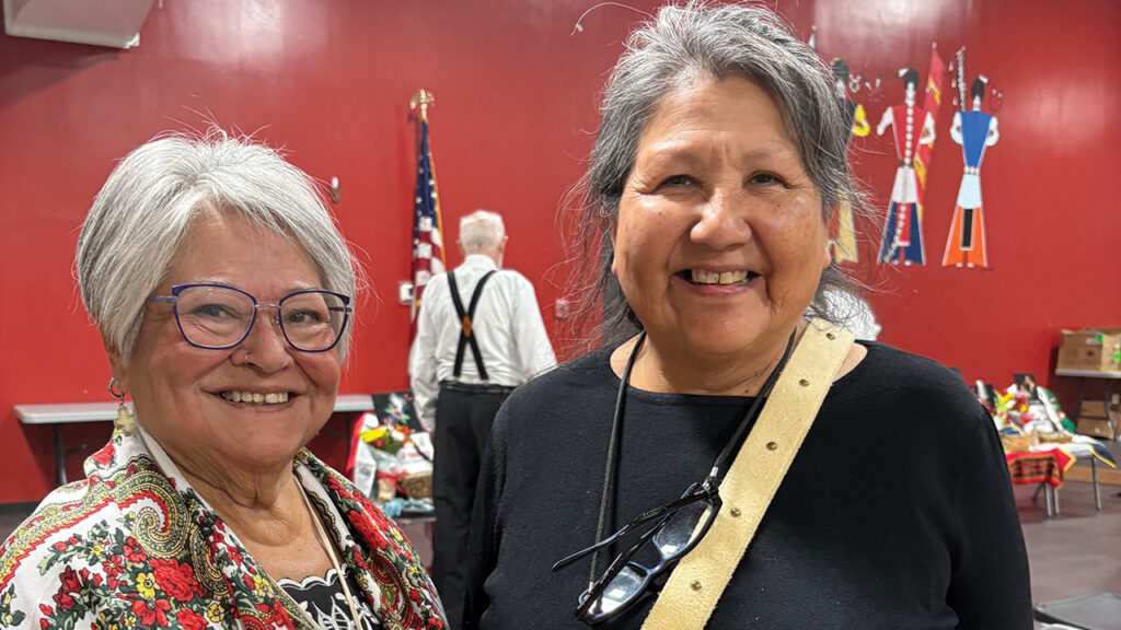 Iris de León-Hartshorn, left, Mennonite Church USA associate director of operations, with Susan Hart, Koinonia Mennonite Church pastor and MC USA Executive Board member. — Camille Dager/MC USA