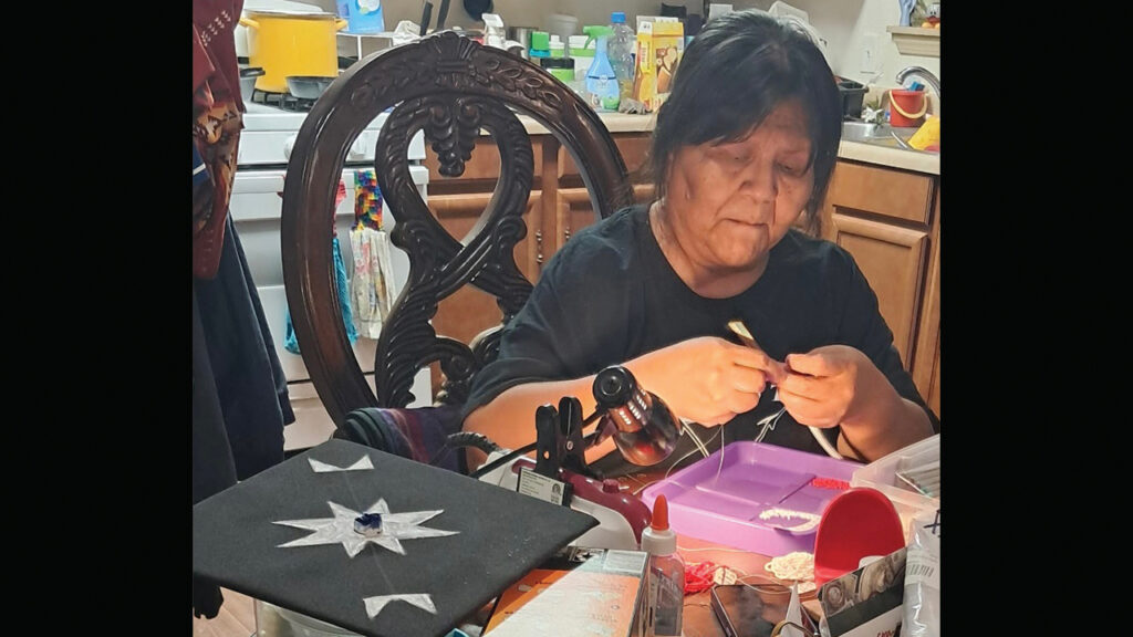 Ruth Bearshield beads name tags. — Susan Hart