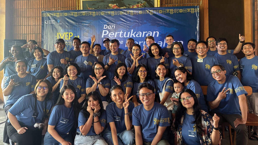 Celebrations of IVEP’s 75th anniversary were held in locations across the globe. This group of 45 IVEP alumni gathered in Semarang, Indonesia, Nov. 1. — Wahana Wijnamurti Indonesia