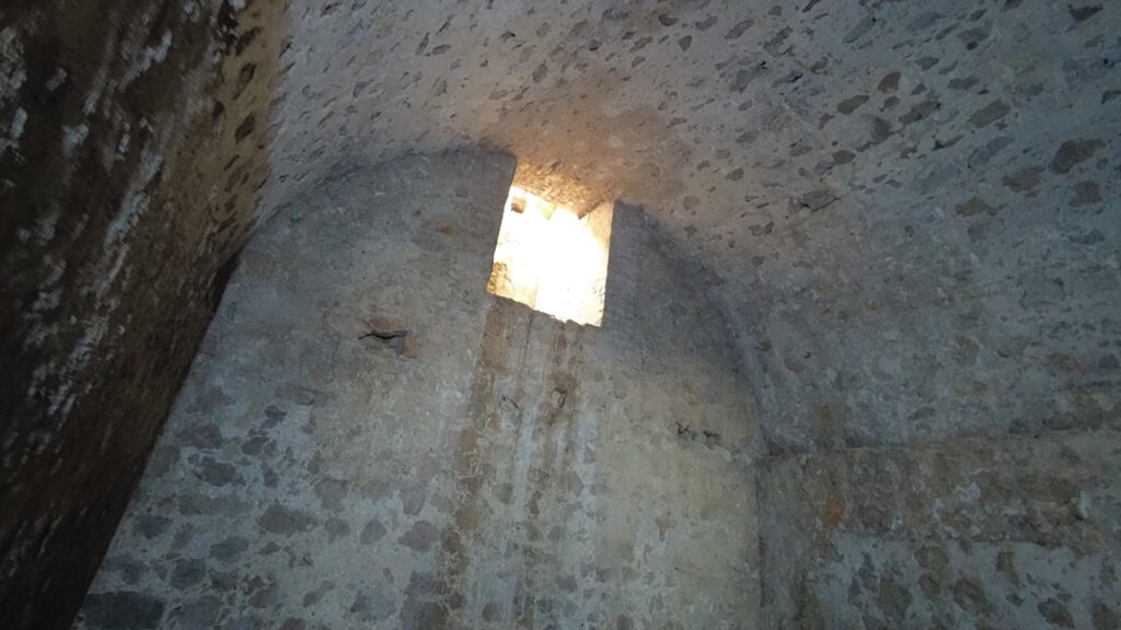 This is the only air shaft in the Cape Coast Castle’s Male Dungeon. Enslaved people could faintly hear hymns and sermons from the church services overhead — a cruel irony symbolizing the juxtaposition of professed Christian piety with the transatlantic slave trade’s brutality. — Wil LaVeist/MMN